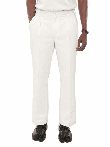 ARNO Classic Pleated Trousers in Ivory