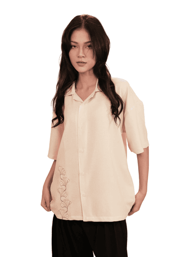 GINKGO Drop Shirt in Ivory Floral