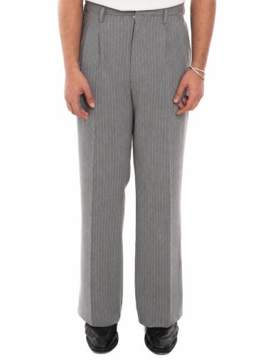 LINO Wide-Leg Trousers in Grey Pinstripe