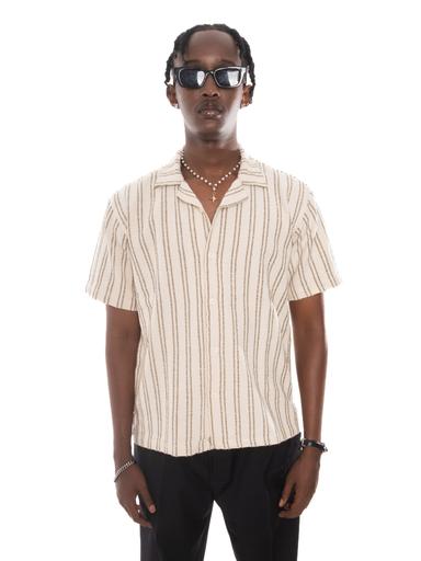 LIRA Cuban Shirt in Cream Stripe