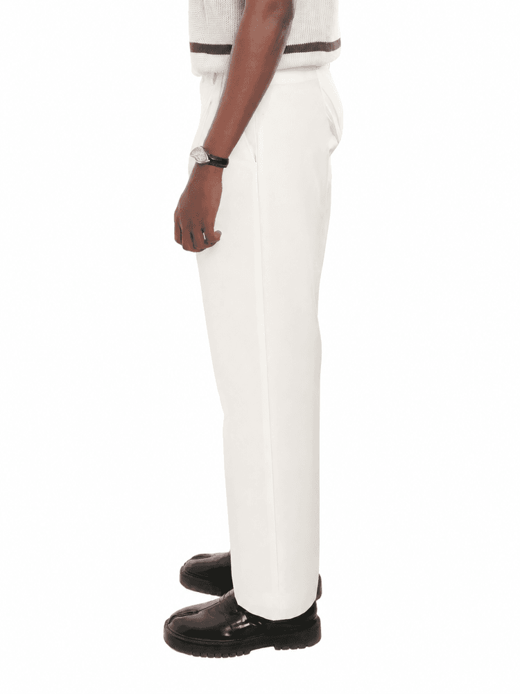 ARNO Classic Pleated Trousers in Ivory - View 3