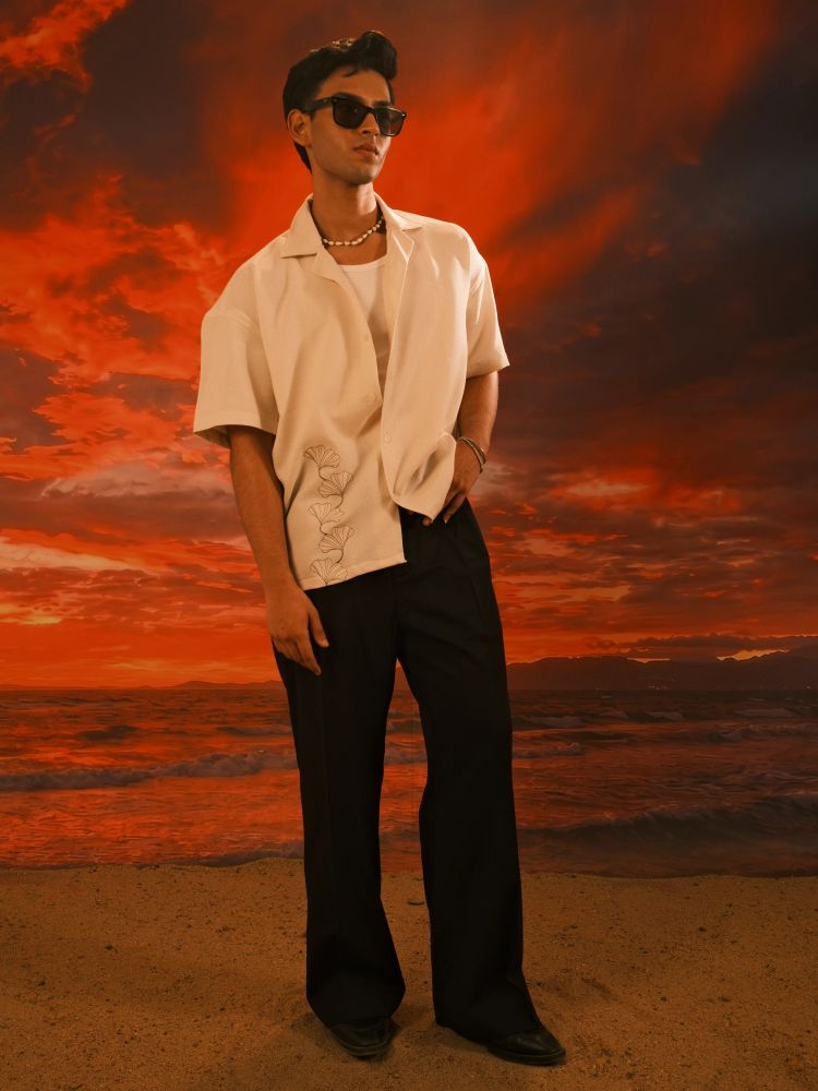 GINKGO Drop Shirt in Ivory Floral - View 3