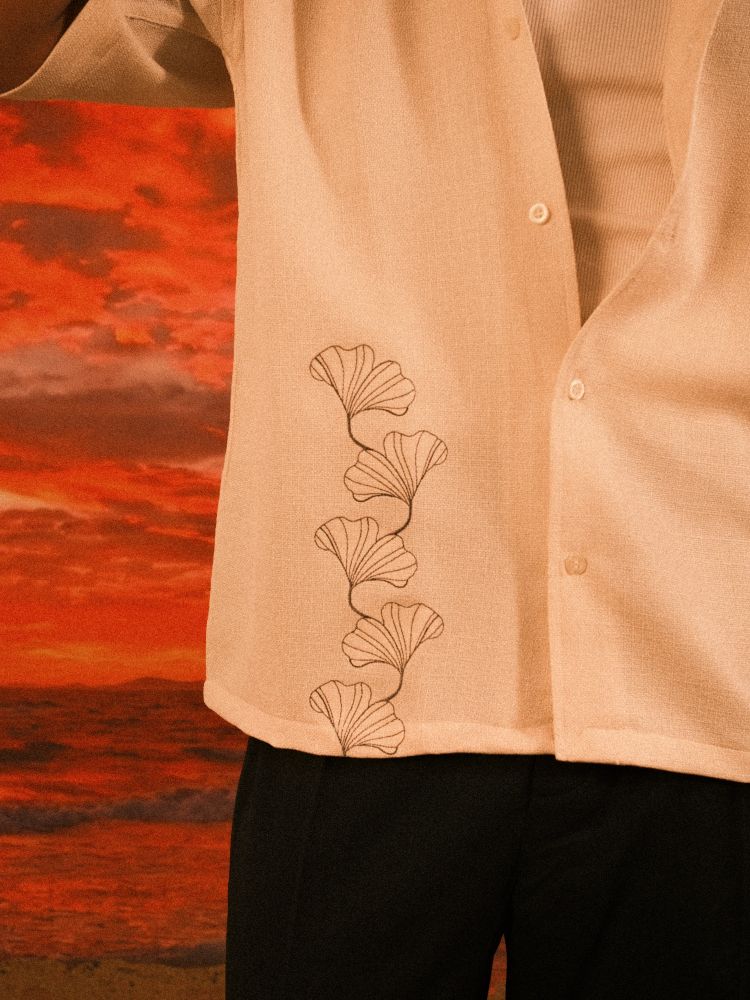GINKGO Drop Shirt in Ivory Floral - View 7