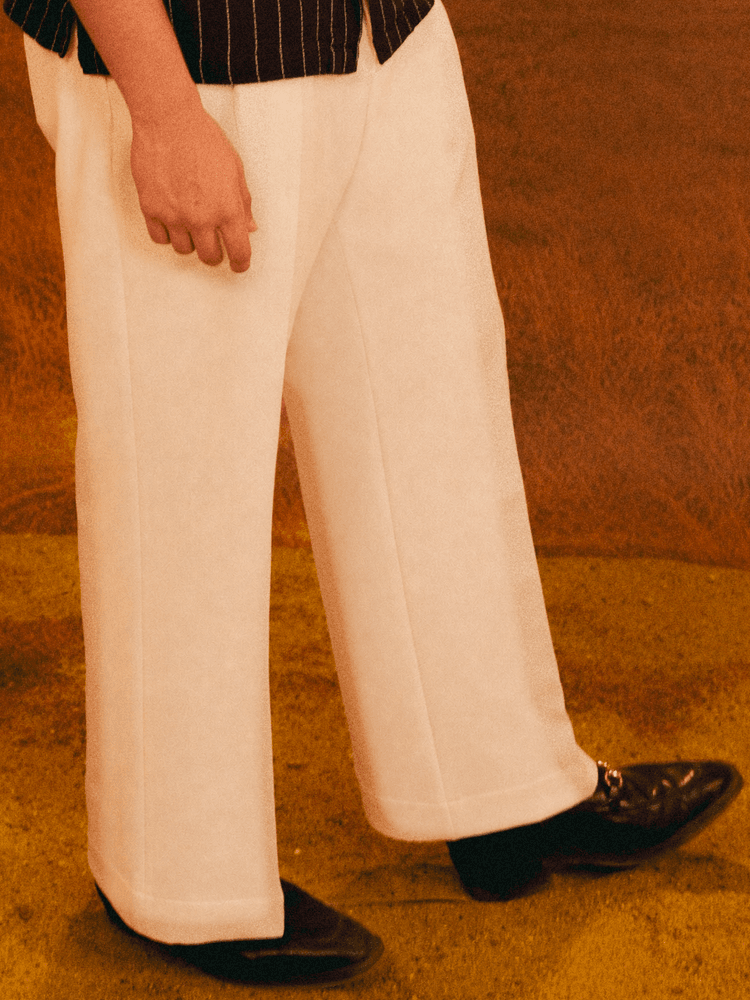 RIATA Wide-Leg Trousers in Ivory - View 3