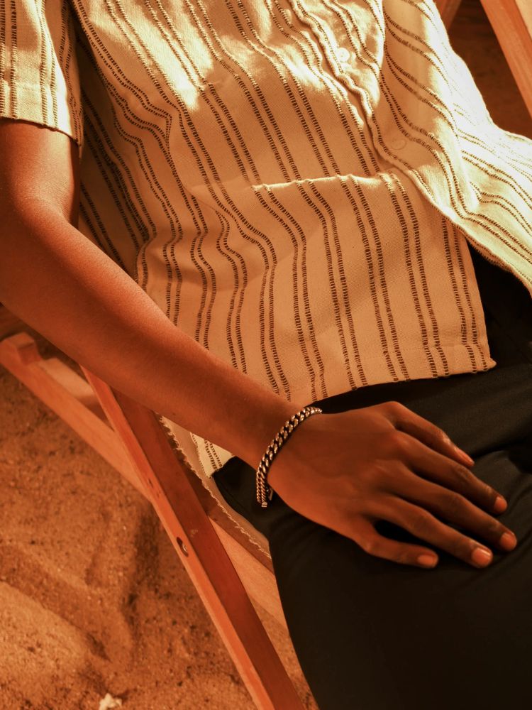 BRERA Relaxed Camp Collar Shirt in Ecru - View 3