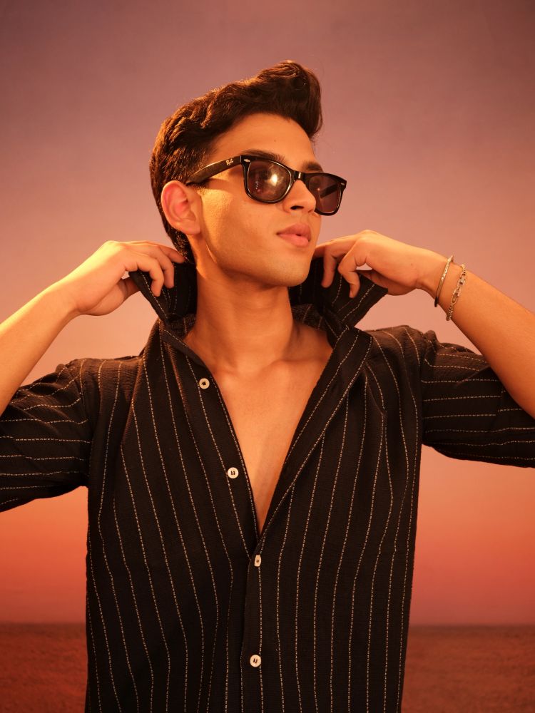 NERO Cuban Shirt in Midnight Blue - View 3
