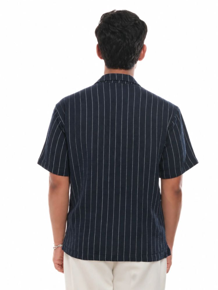 NERO Cuban Shirt in Midnight Blue - View 6