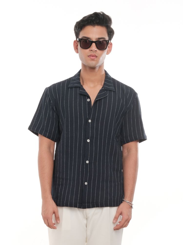 NERO Cuban Shirt in Midnight Blue - View 1